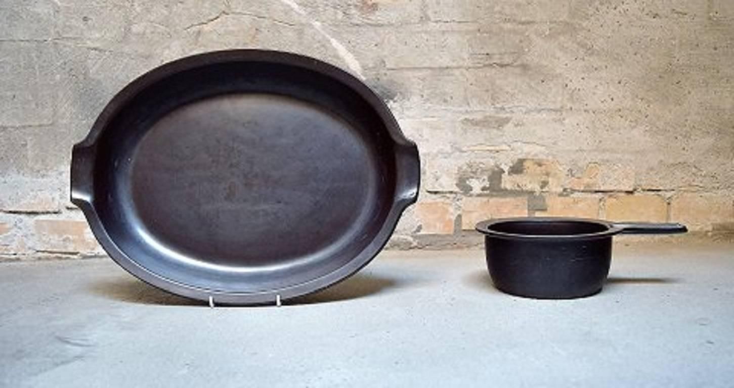 Arabia Stoneware, 1960s 1970s, Pans And Pots And A Large Platter, Five Parts photo 556.0