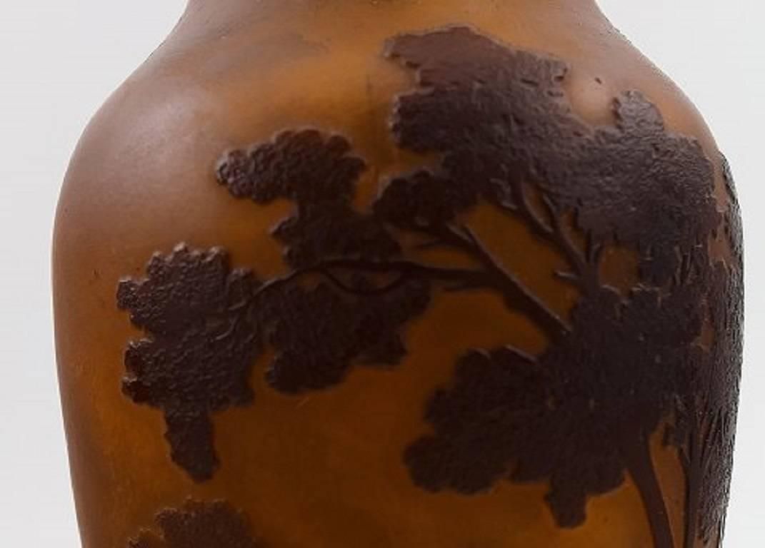 Emile Gallé Art Glass Vase, France, Circa 1900, Decorated With Trees photo Home Decor