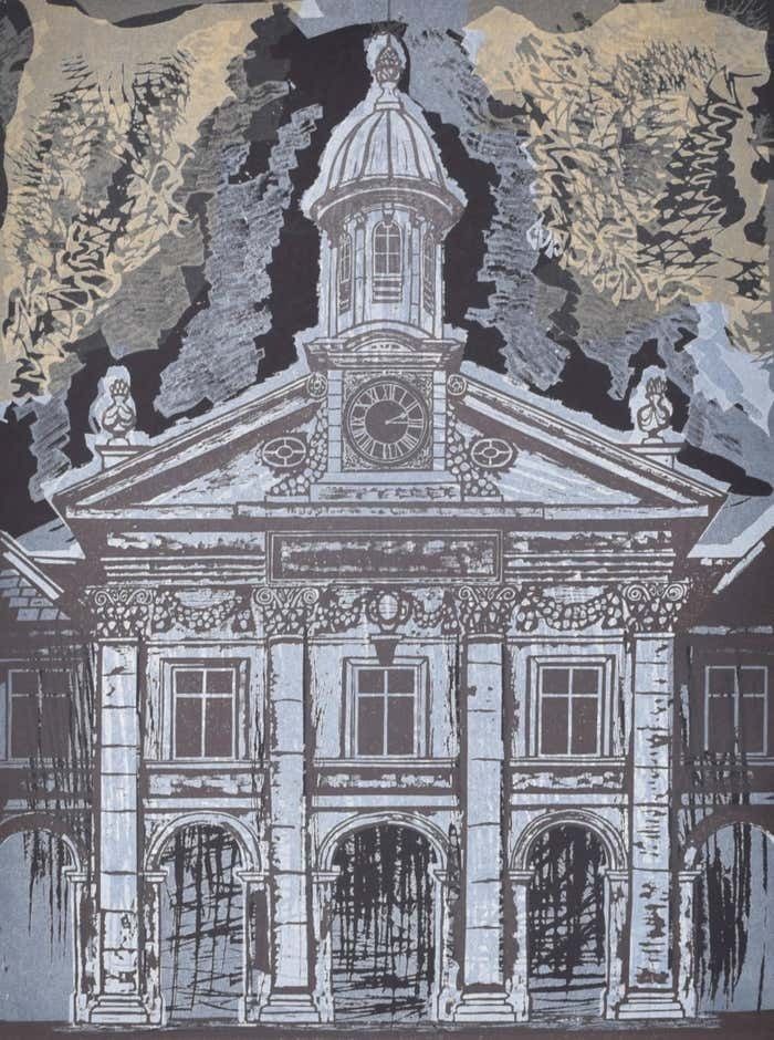 Walter Hoyle Emmanuel College, Cambridge Chapel Linocut Print By Walter Hoyle photo furniture