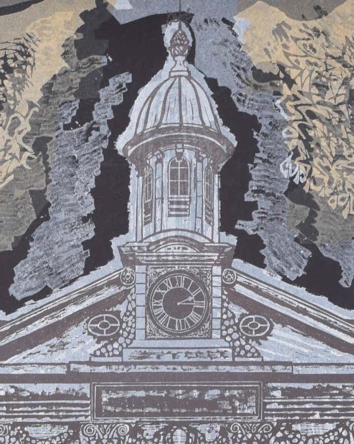 Walter Hoyle Emmanuel College, Cambridge Chapel Linocut Print By Walter Hoyle photo Art
