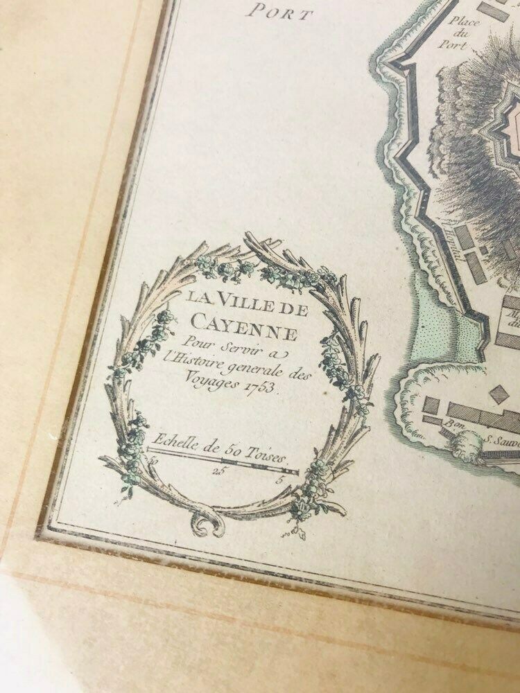 Antique Engraving Sea Chart Of French Guiana And The Island Of Cayenne   Nautical Navy Navigational Map   Bellin   Croisey photo vintage