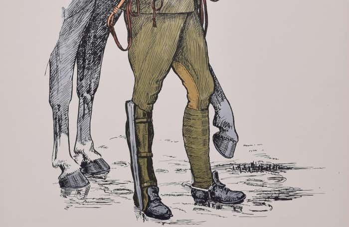 Royal Field Artillery Driver Institute Of Army Education Ww1 Uniform Lithograph Circa 1950s photo for sale
