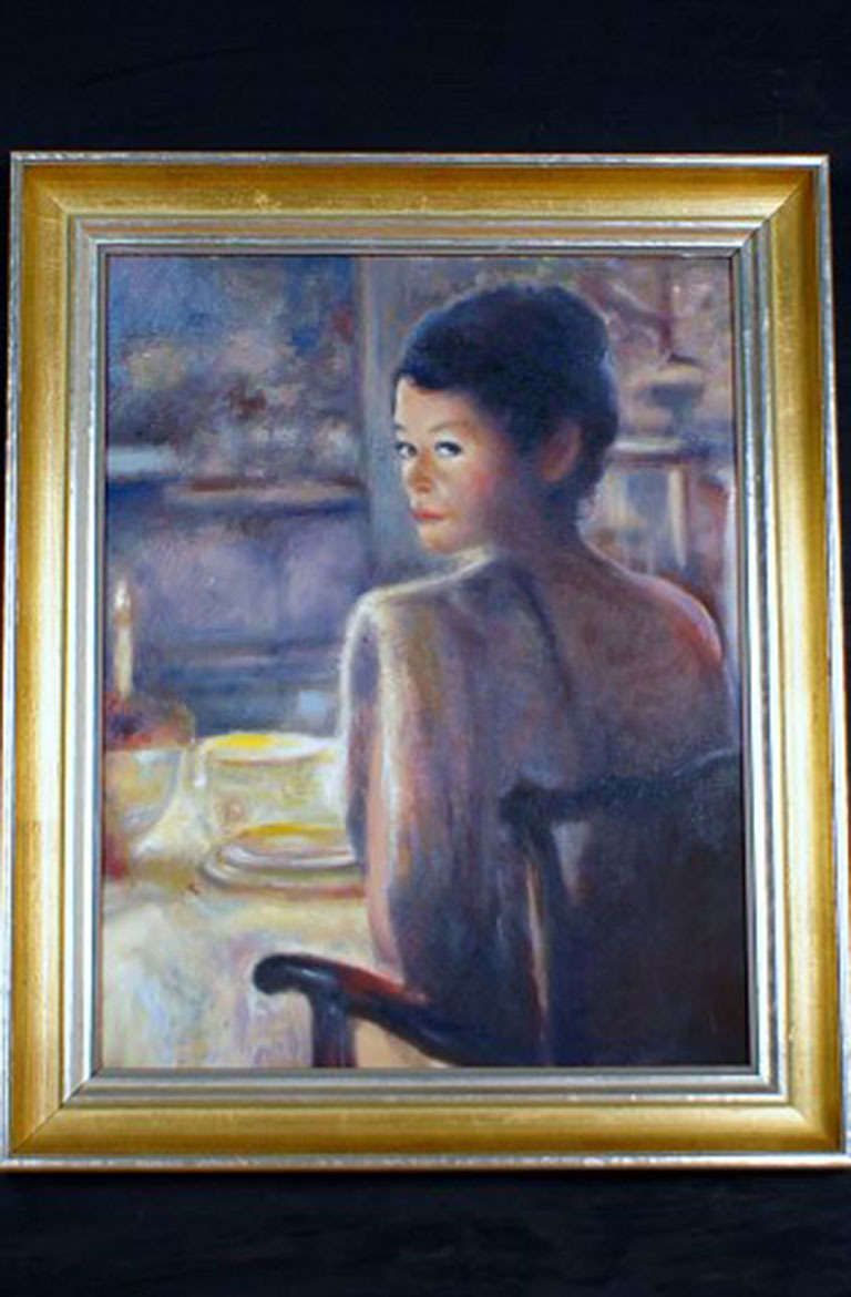 Oil Painting On Panel, Unsigned, Portrait Of Actress Catherine Zeta Jones photo furniture