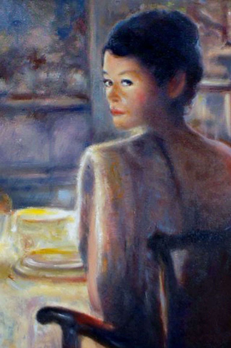 Oil Painting On Panel, Unsigned, Portrait Of Actress Catherine Zeta Jones photo for sale