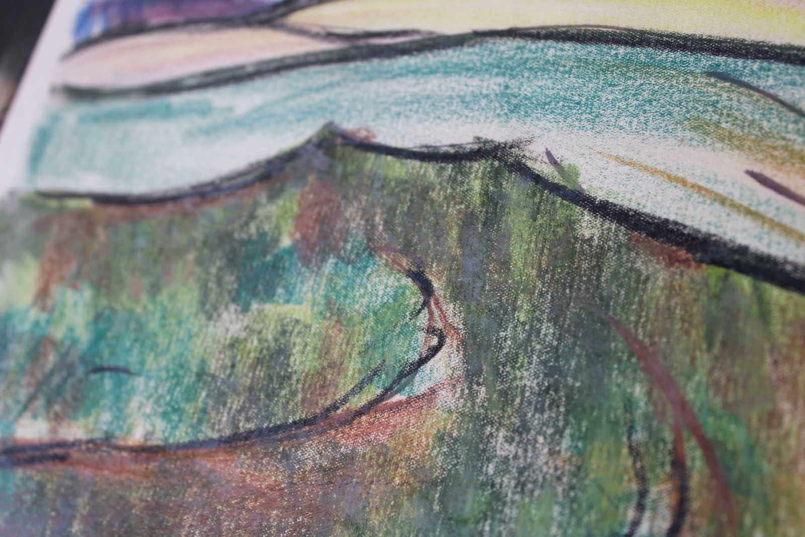 Aleksandrs Zviedris The Countryside. 1970. Paper, Crayons,  1970 photo Art