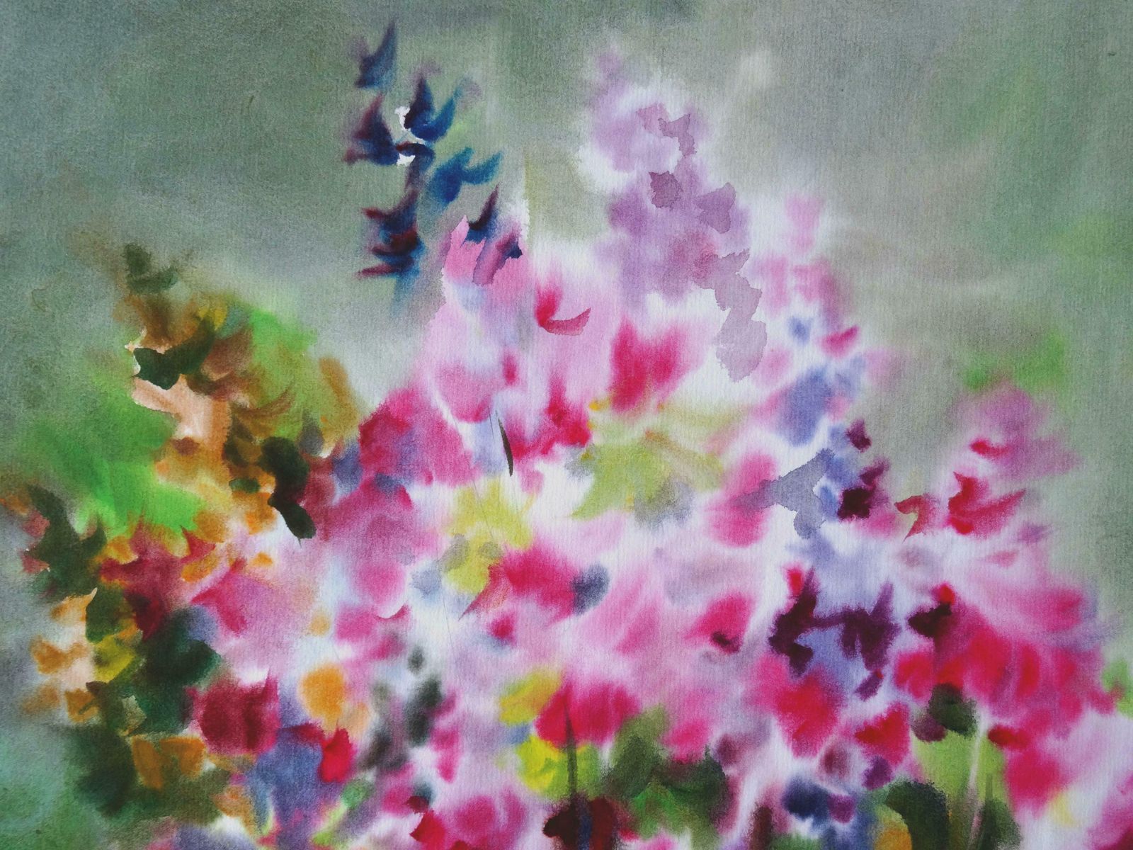 Zigmunds Snore Bright Summer Flowers. 2020. Watercolour, Paper photo for sale