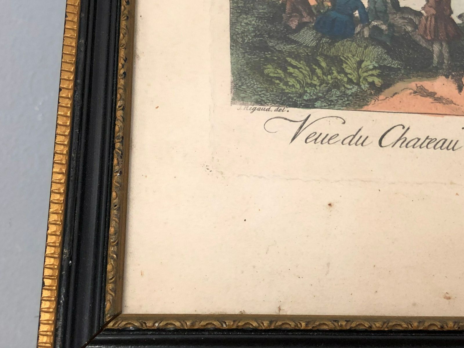 Antique Rigaud Rare 18th Century Engraving Vue Du Chateau De Marli Du Côté Du Petit Parterre Hogarth Frame (Ll) photo furniture