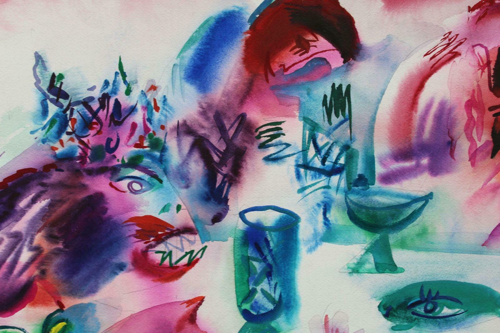 Malda Muizule At The Table. Paper, Watercolour, 20th Century photo vinterior