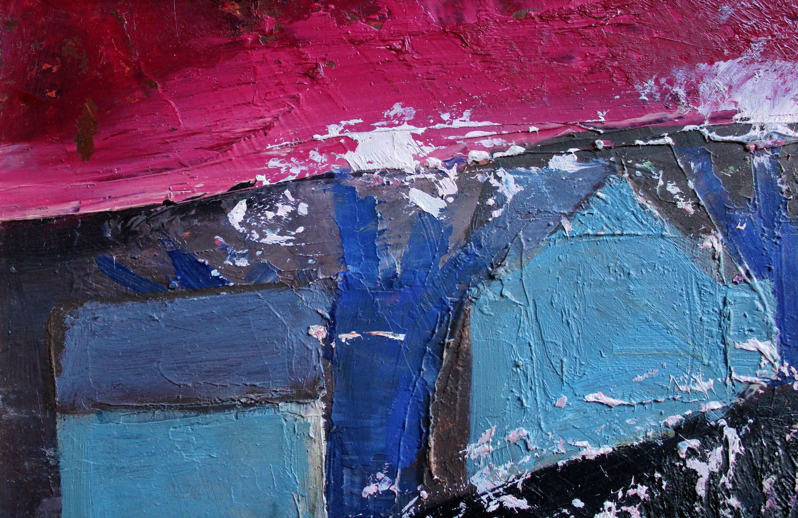 Laimdots Murnieks The Blue Trees. 1974 . Oil On Cardboard, 1974 photo vintage