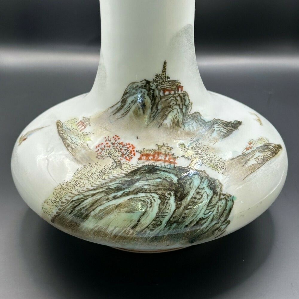 Attractive Vintage Chinese Vase With Mountain Landscape Scene photo furniture