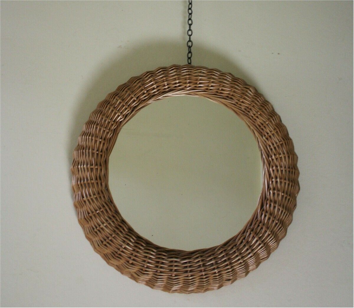 Mid Century Circular Wicker Mirror In The Style Of Albini. photo furniture