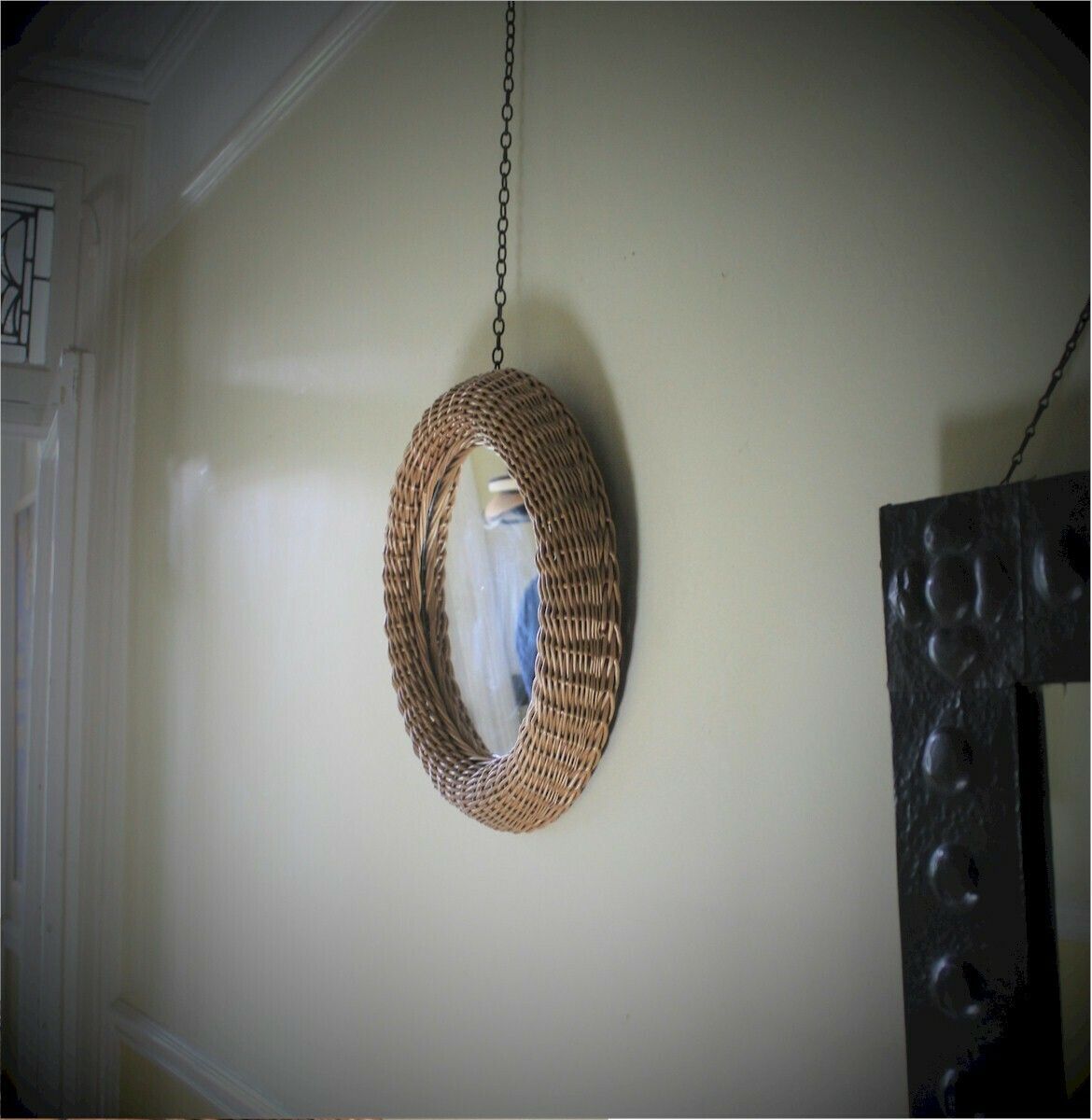 Mid Century Circular Wicker Mirror In The Style Of Albini. photo Home Decor