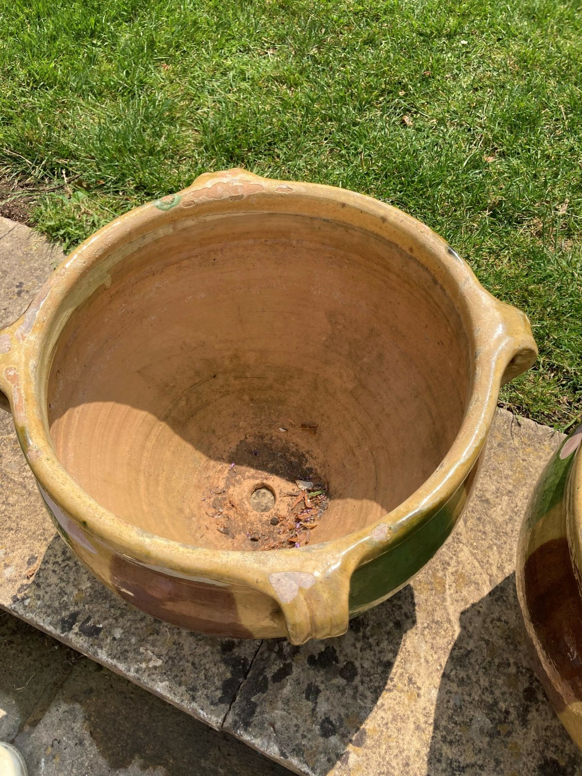 A Pair Of French Provencale 'Dribble Glazed' Castelnaudary Garden Planters photo buy