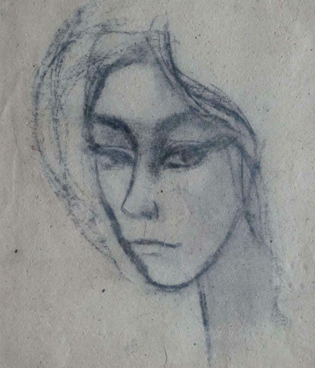 Laimdots Murnieks Portrait 1957, Paper, Charcoal