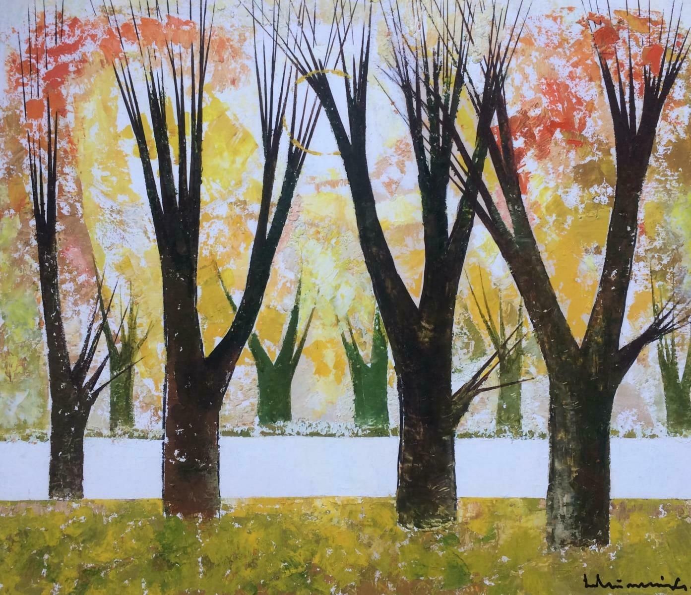 Laimdots Murnieks Park In Autumn 2002, Oil On Cardboard