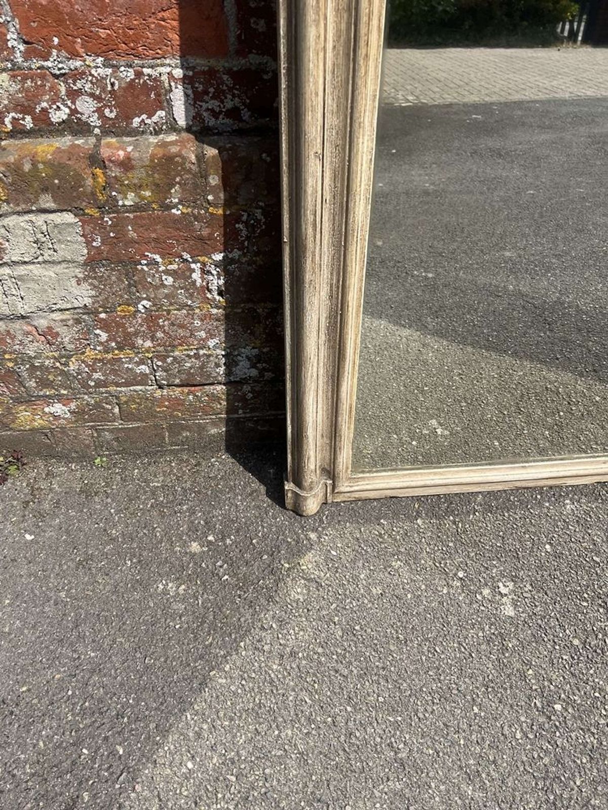 A Stunning Large Antique French 19th C Arched Top Painted Mirror. photo for sale