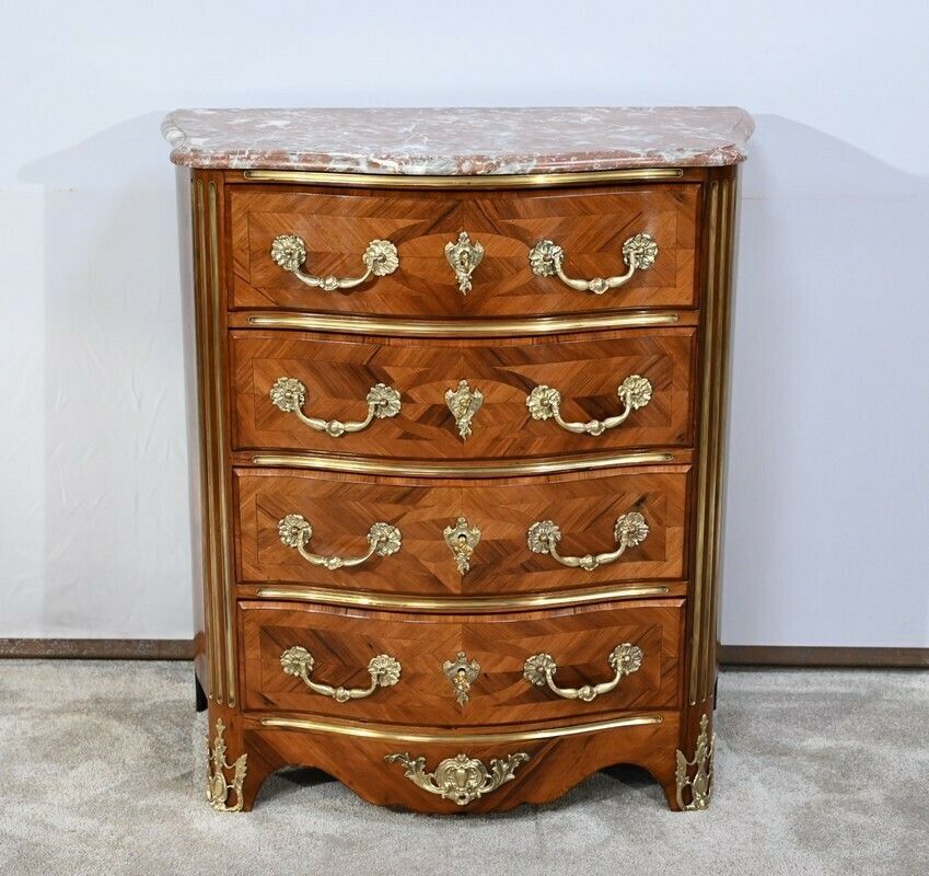 Small Chest Of Drawers Tombs D'entre Deux In Bois De Violette And Bois De Rose, Louis XIV Style   2nd Half Of The 19th Century