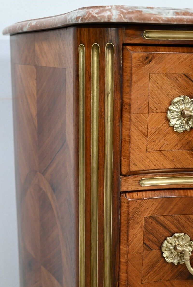 photo vinterior Small Chest Of Drawers Tombs D'entre Deux In Bois De Violette And Bois De Rose, Louis XIV Style   2nd Half Of The 19th Century