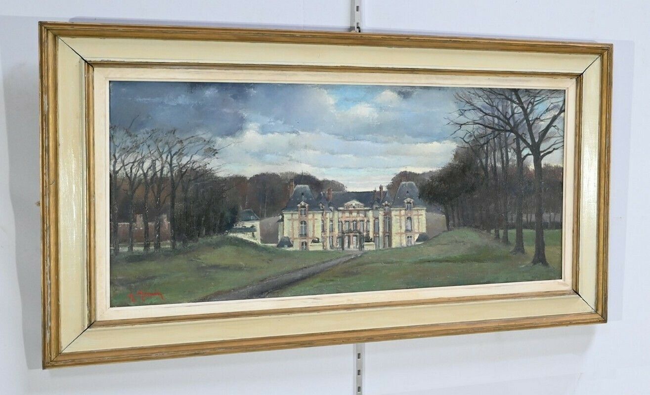Large Painting “Château De Gros Bois”, Signed A.Mémin – 1954 photo furniture