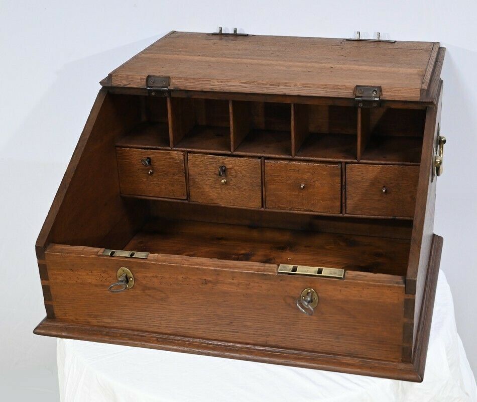 Rare Oak Money Changer Chest   Mid 19th Century photo Furniture