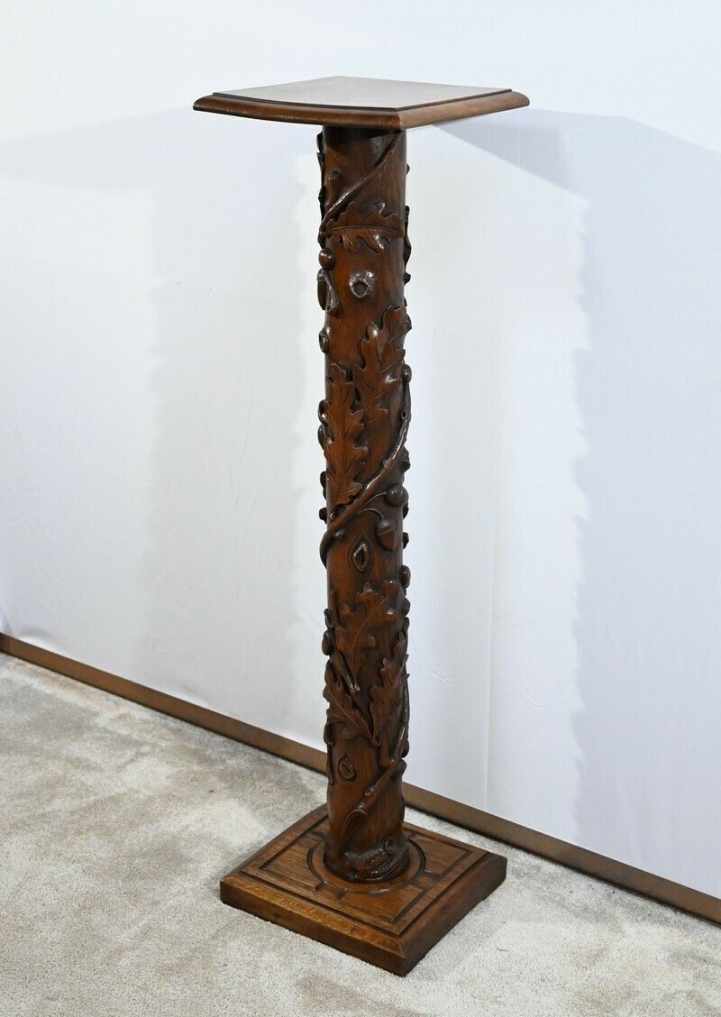 Column In Oak And Walnut, Art Nouveau – 1900 photo for sale