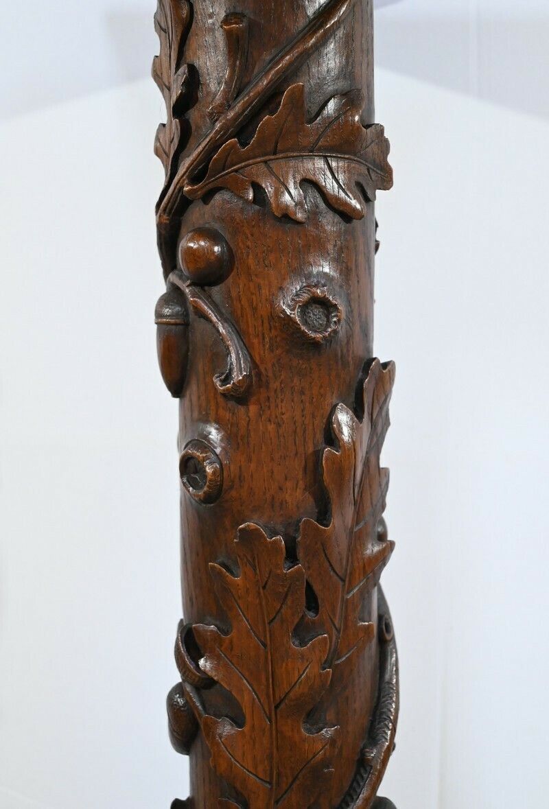 Column In Oak And Walnut, Art Nouveau – 1900 photo vintage