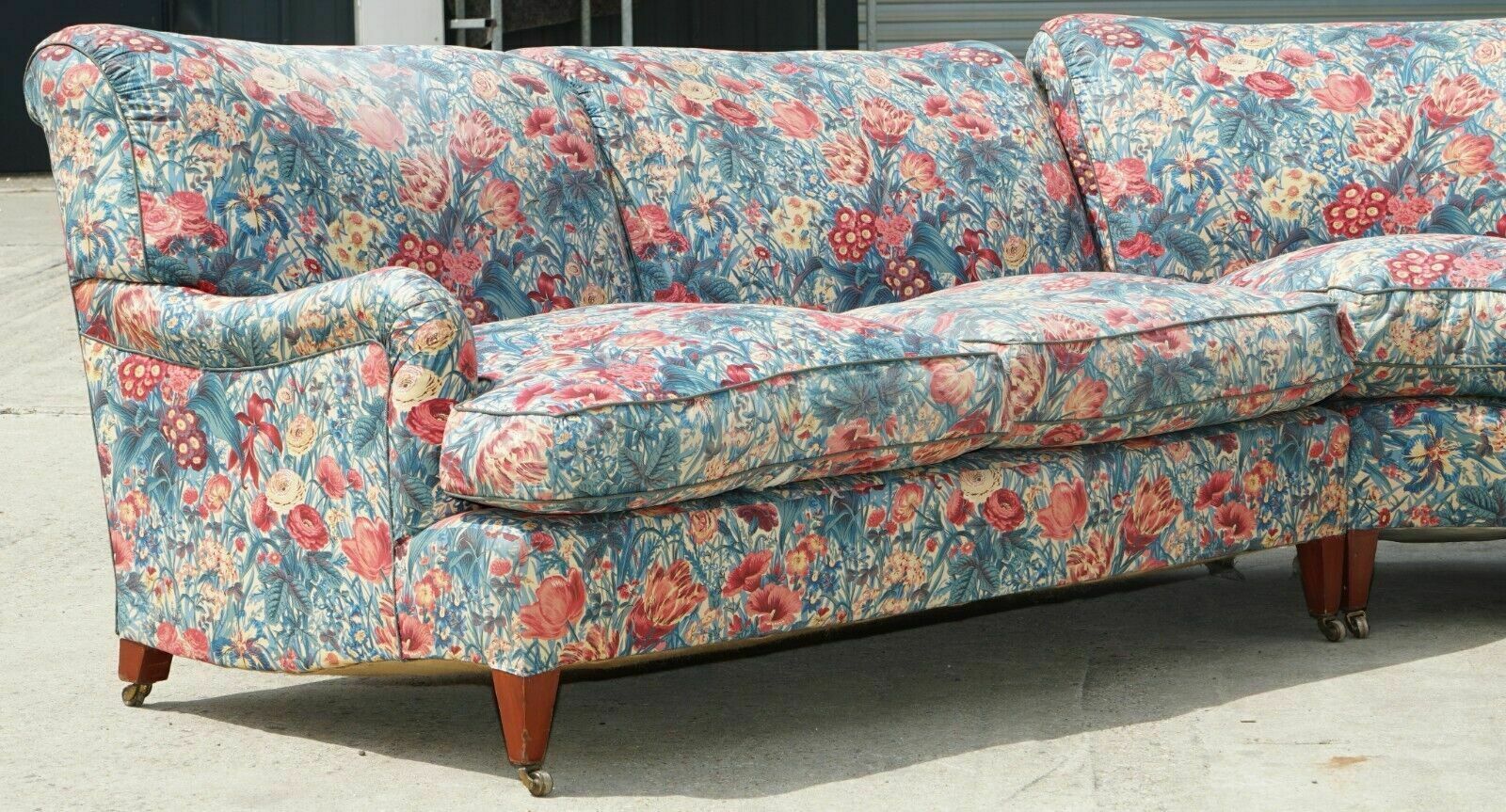 Vintage Howard & Son's London Bridgewater Large 5 Seat Corner Sofa Floral Fabric photo Furniture