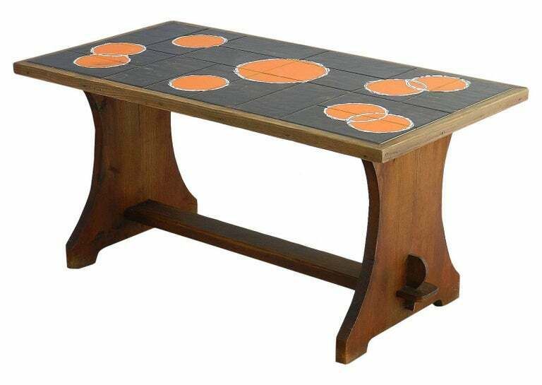 Midcentury Coffee Table Refectory Pine With Tiled Top, Circa 1960s photo for sale