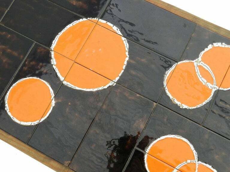 Midcentury Coffee Table Refectory Pine With Tiled Top, Circa 1960s photo vinterior