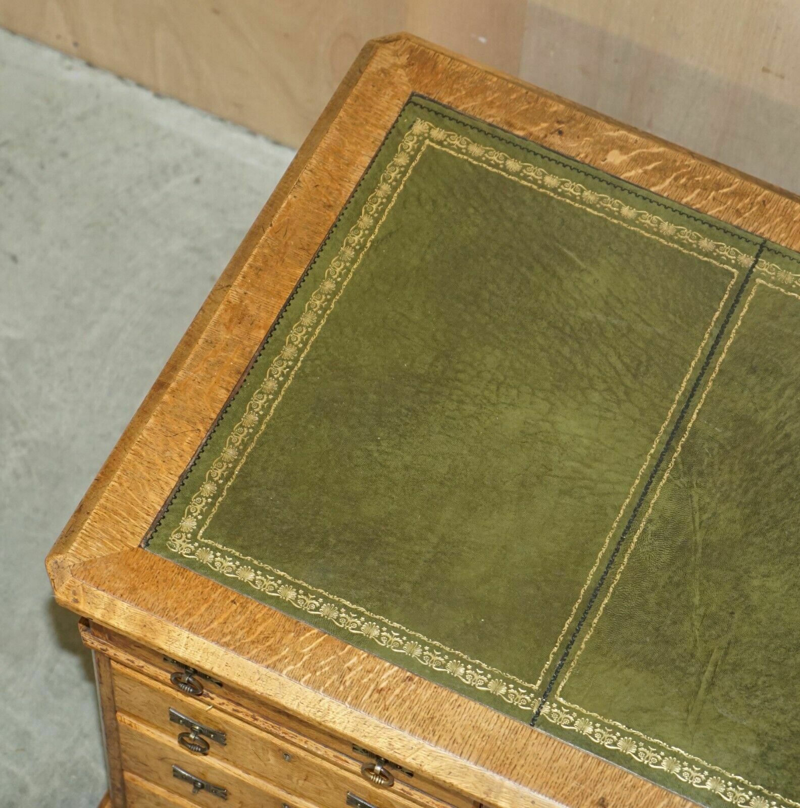 Furniture Antique Circa 1883 Reverend Frank H Fisher Gifted Victorian Oak Partner Desk photo