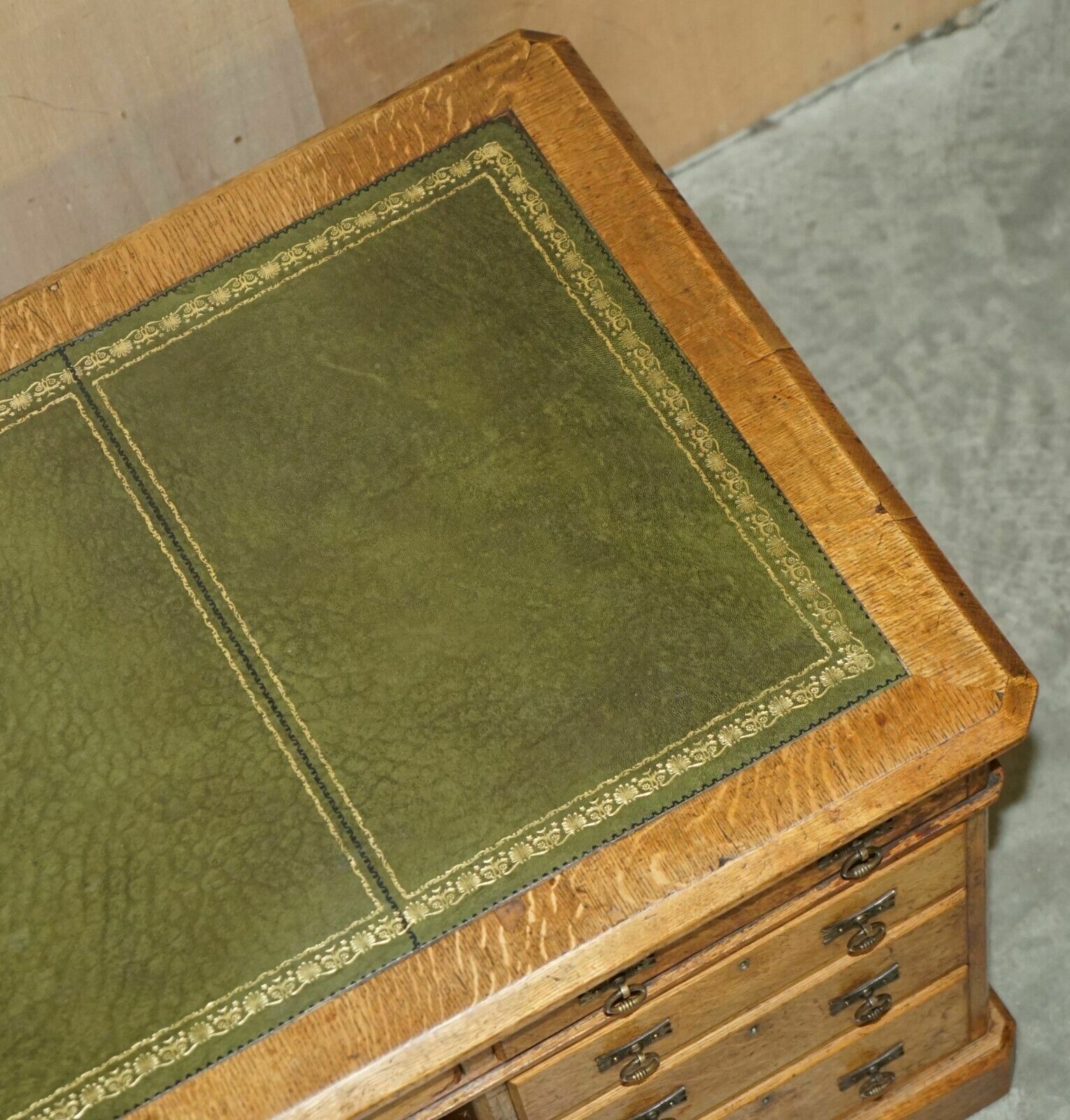 photo vinterior Antique Circa 1883 Reverend Frank H Fisher Gifted Victorian Oak Partner Desk