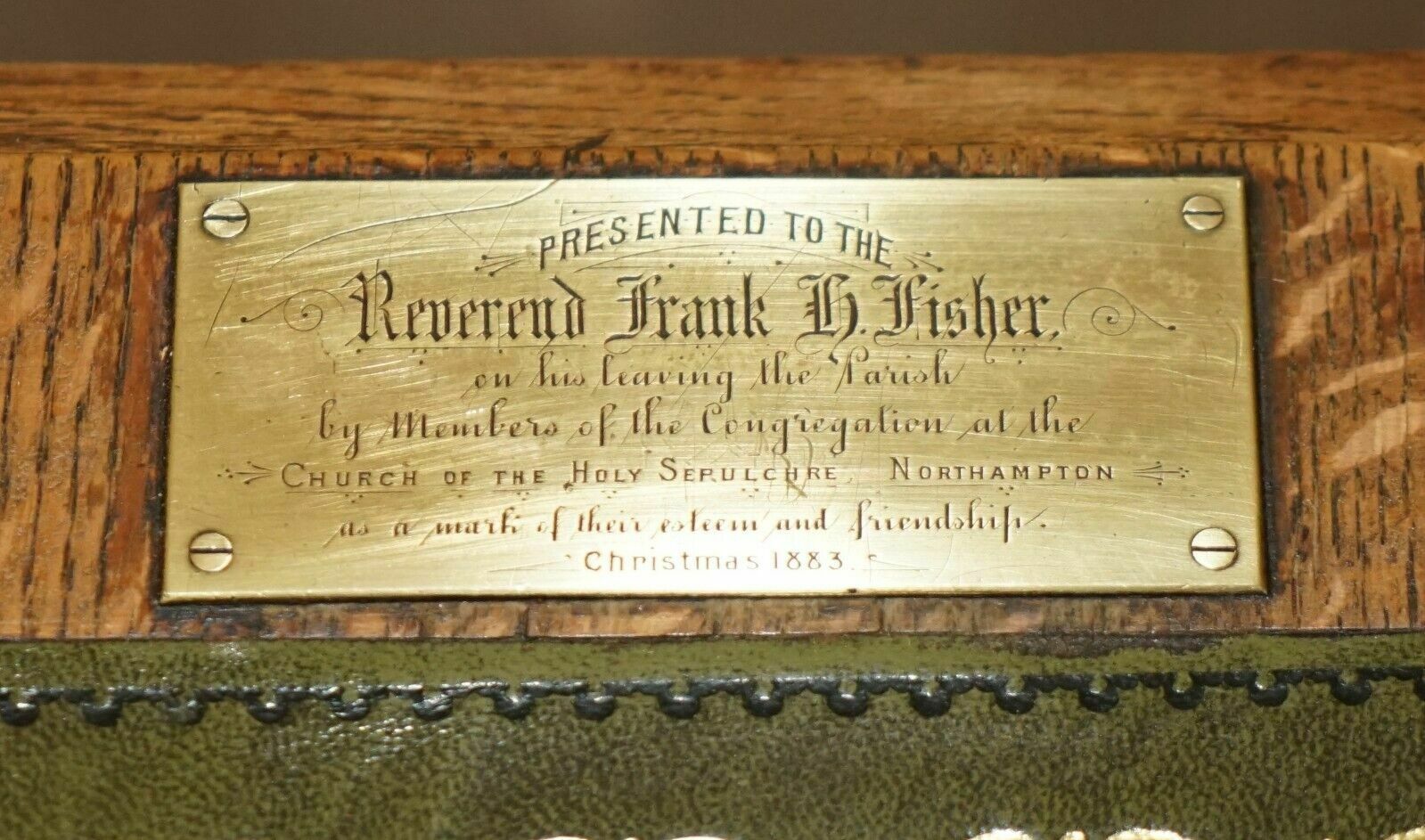 photo buy Antique Circa 1883 Reverend Frank H Fisher Gifted Victorian Oak Partner Desk