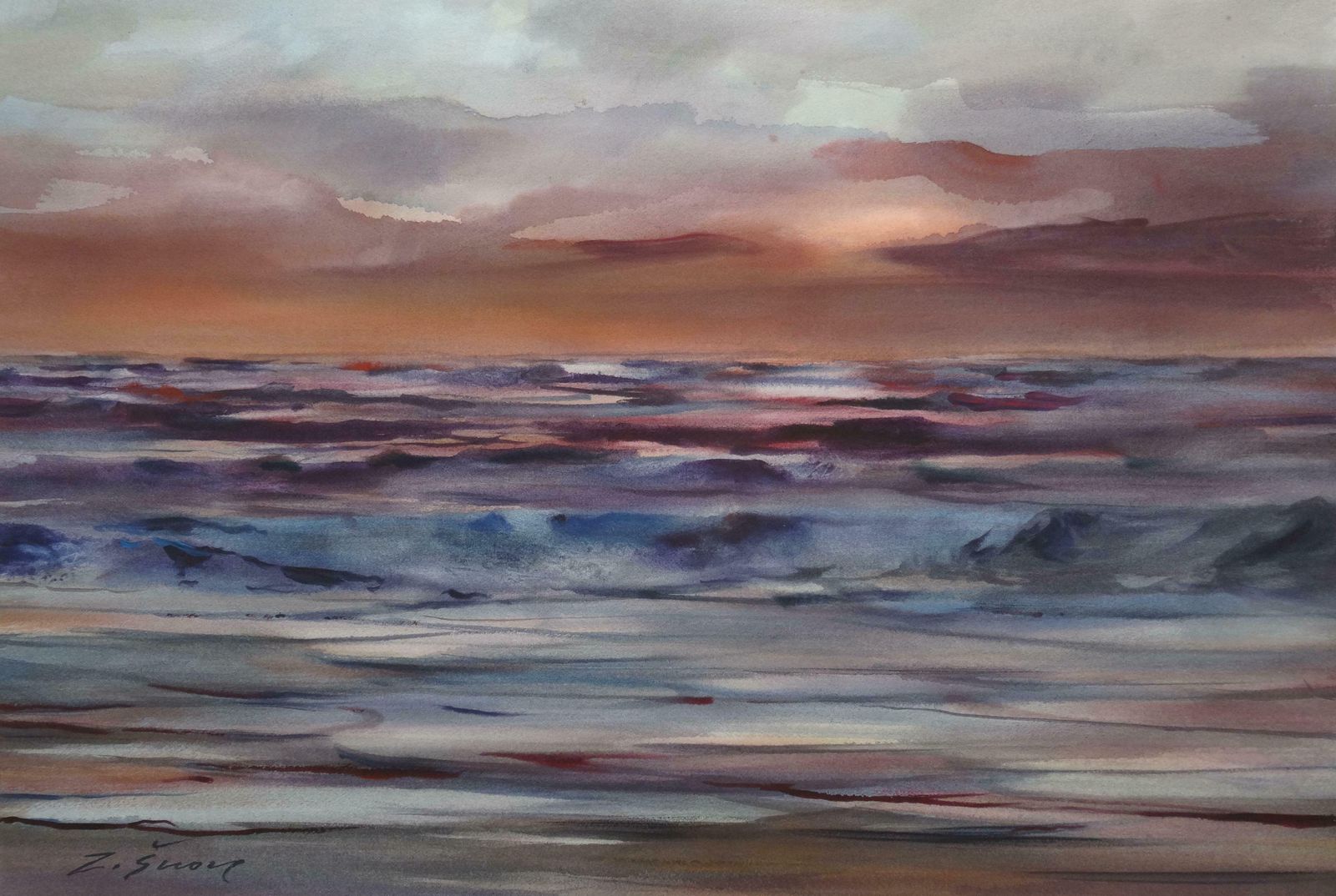 Zigmunds Snore Evening At The Sea. 2020. Watercolour, Paper
