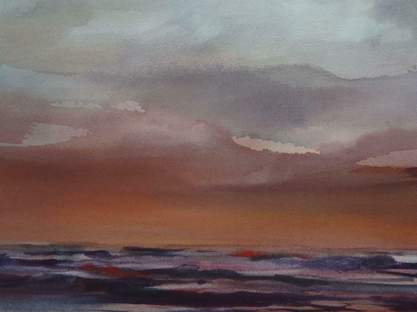 Zigmunds Snore Evening At The Sea. 2020. Watercolour, Paper photo Art