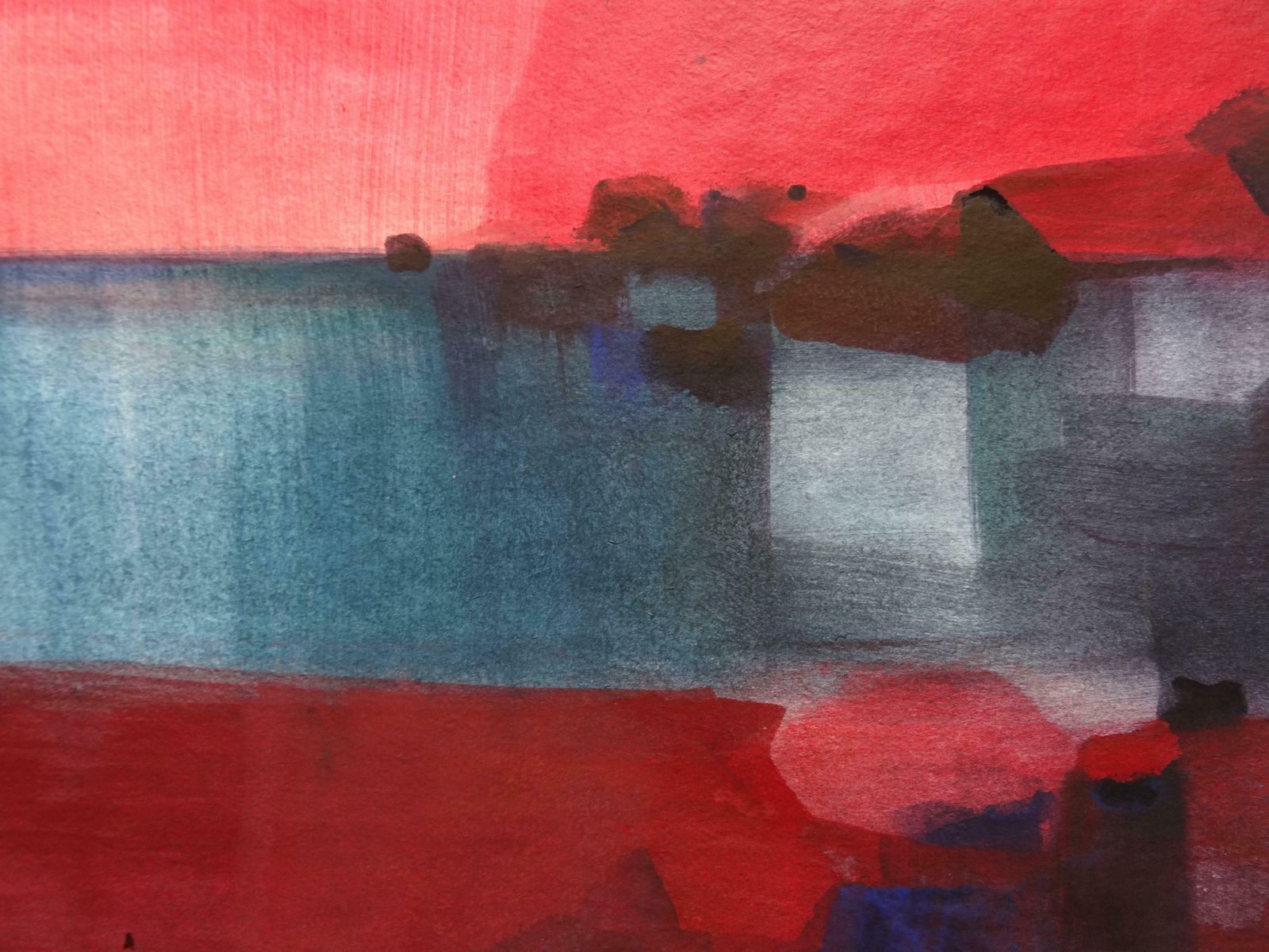 Zigmunds Snore Small Town. Red Blue Mood. 2020. Watercolour, Paper photo for sale
