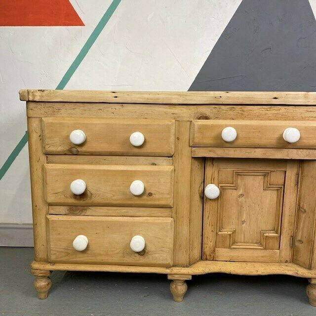 Antique Victorian Pine Sideboard Farmhouse Turned Cupboard photo furniture