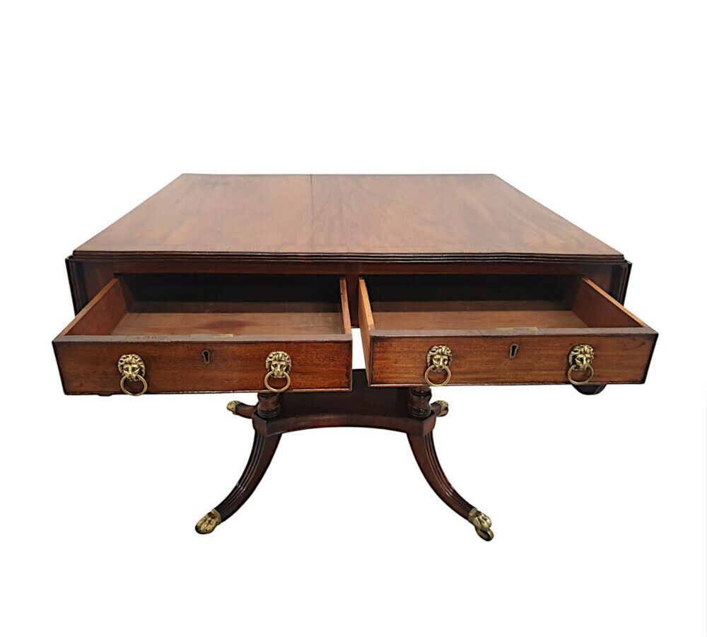 A Very Rare And Fine Irish Georgian Sofa Table Stamped Gillington Of Dublin photo vinterior