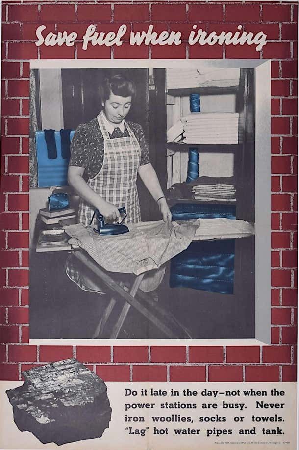 World War 2 Coal Saving Poster Save Fuel When Ironing By Beverley Pick