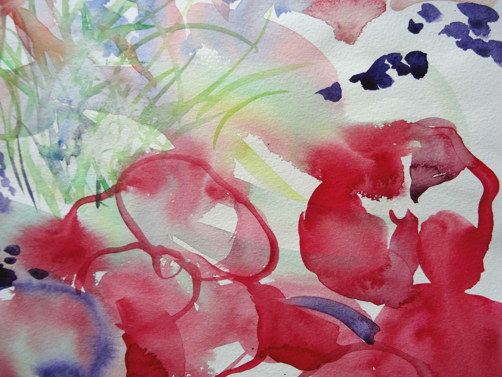 Ingrida Irbe Pink Flowers At Luxembourg Garden Paris. 2010. Watercolour On Paper photo 659.0