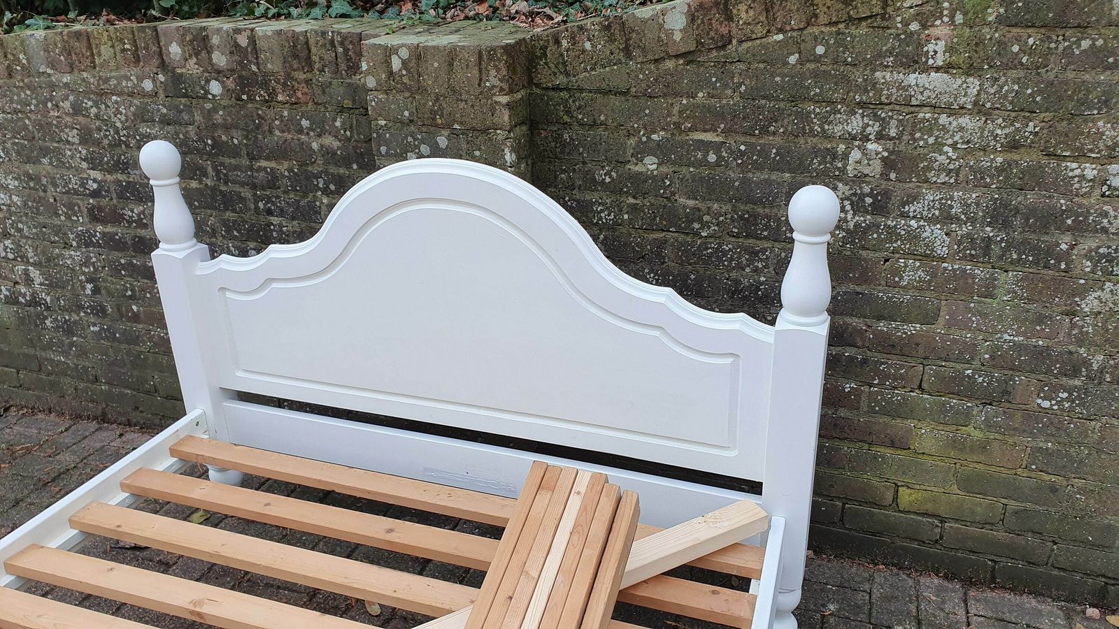 photo furniture Splendid Hand Painted 4 Ft 6 Double Bed Frame In Farrow And Ball. With Slats.