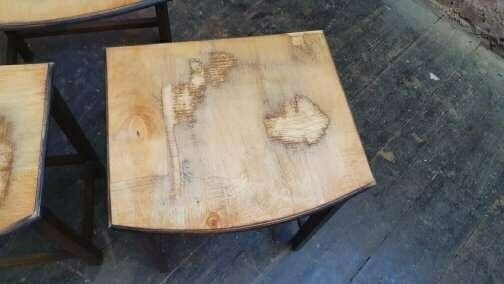 Unique Upcycled Nest Of Part Oak Occasional Side Coffee Tables. photo furniture