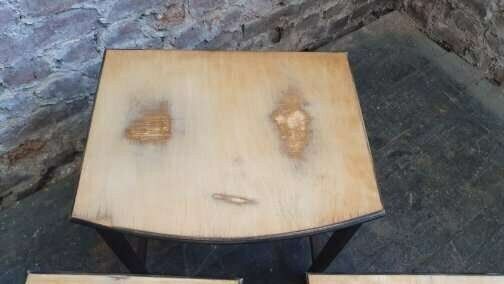 Unique Upcycled Nest Of Part Oak Occasional Side Coffee Tables. photo Furniture