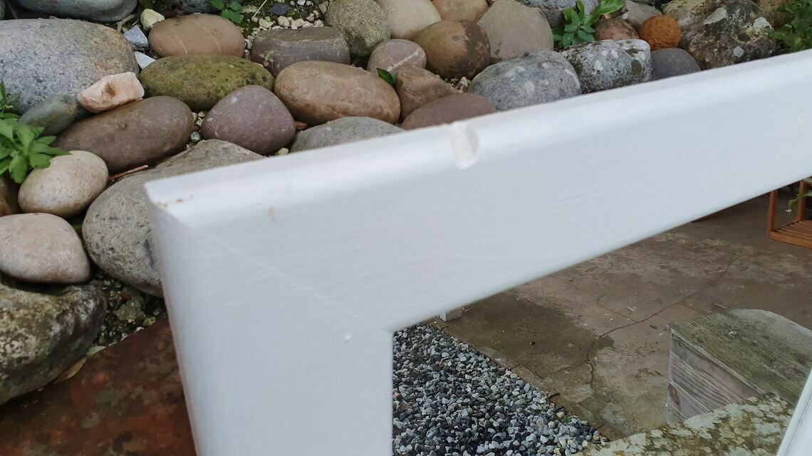 Painted Wall Mirror In Farrow And Ball Wimborne White With Metal Ribbon Hook photo furniture