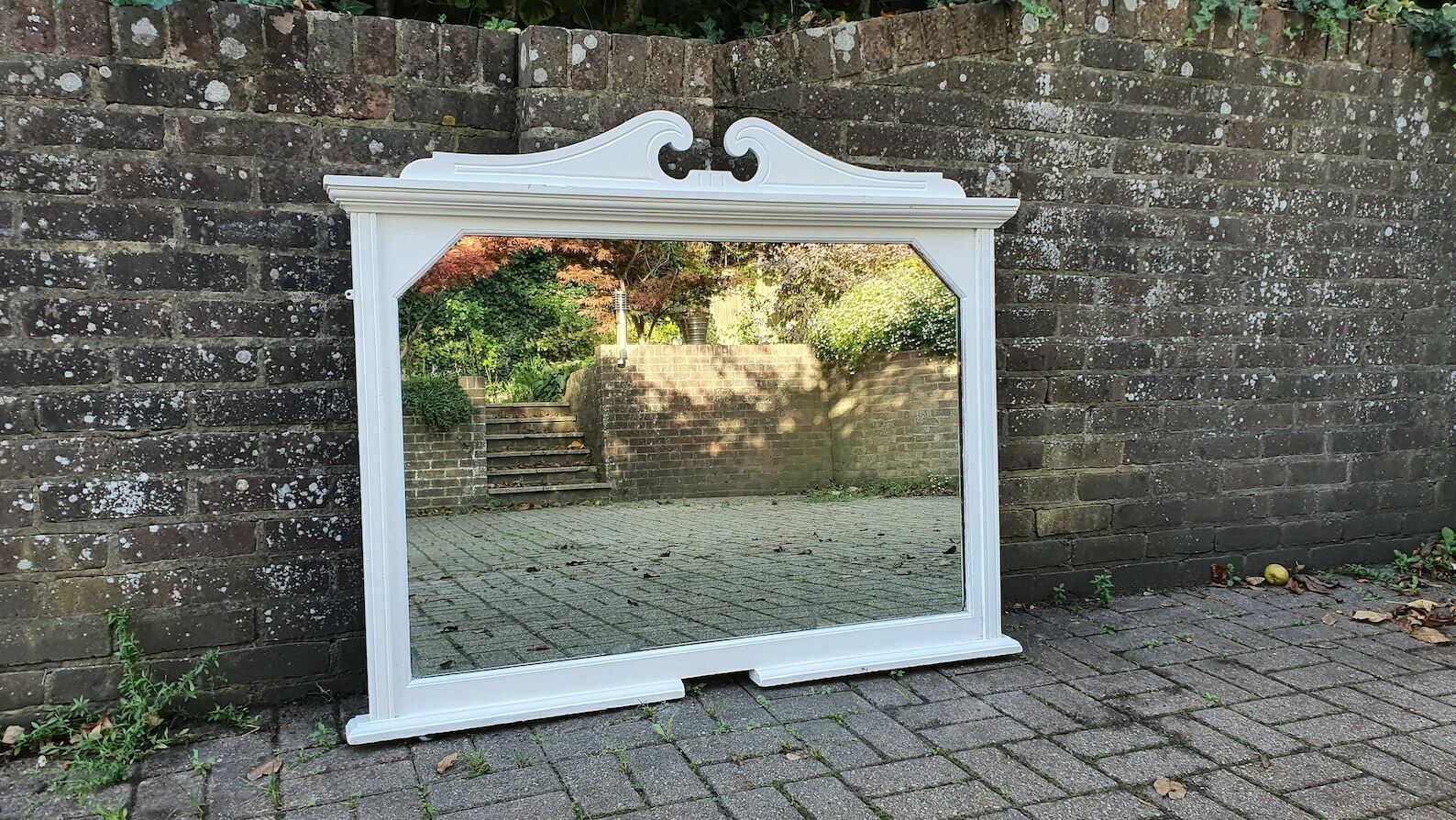 Huge Painted Over Mantel Mirror Oak Mantle Farrow And Ball Wimborne White