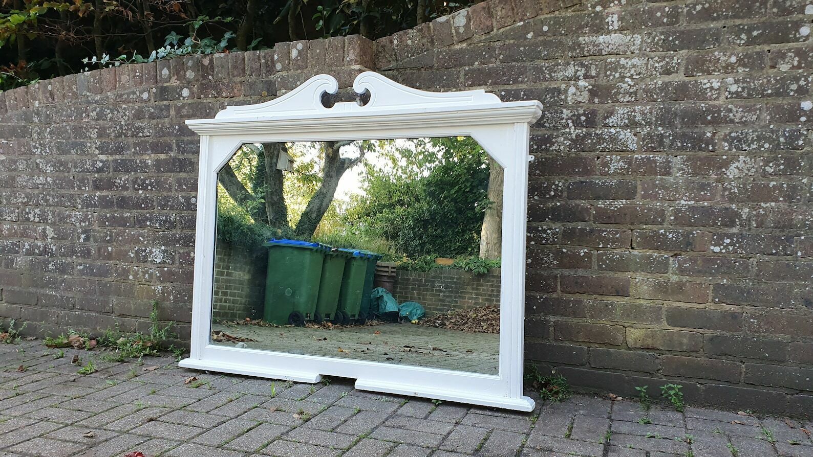 Huge Painted Over Mantel Mirror Oak Mantle Farrow And Ball Wimborne White photo furniture
