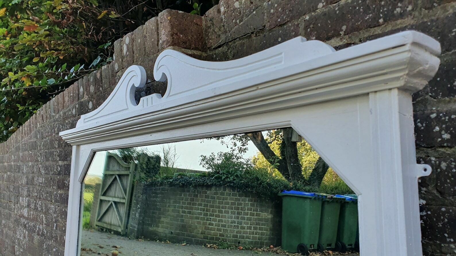 Huge Painted Over Mantel Mirror Oak Mantle Farrow And Ball Wimborne White photo buy