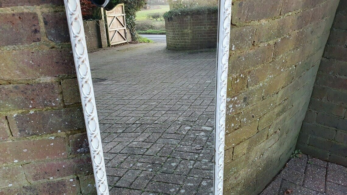 Large Painted Mirror In Farrow And Ball Wimborne White Estate Eggshell Decorative photo Home Decor