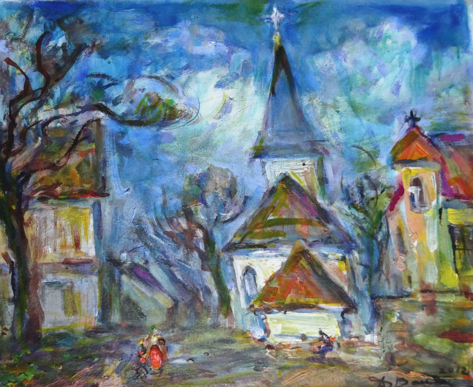 Dzidra Bauma Rose Square By Church. 2012, Acrylic On Paper