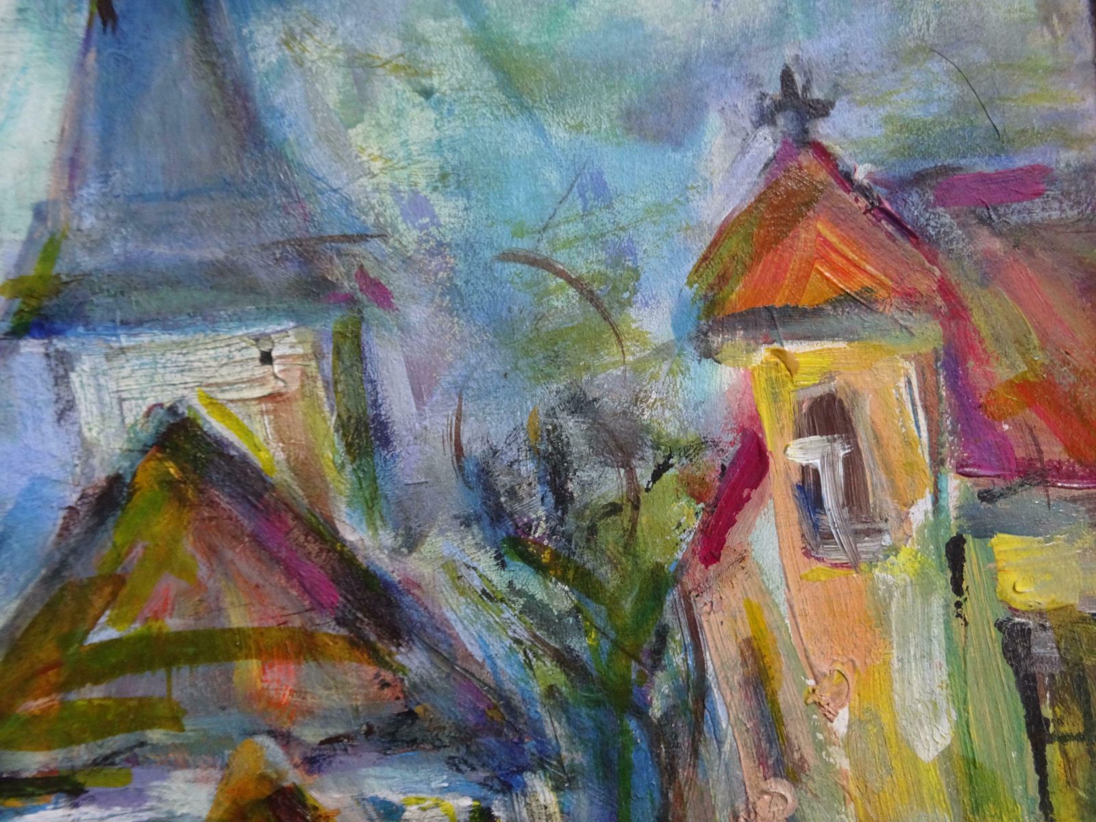 Dzidra Bauma Rose Square By Church. 2012, Acrylic On Paper photo Art