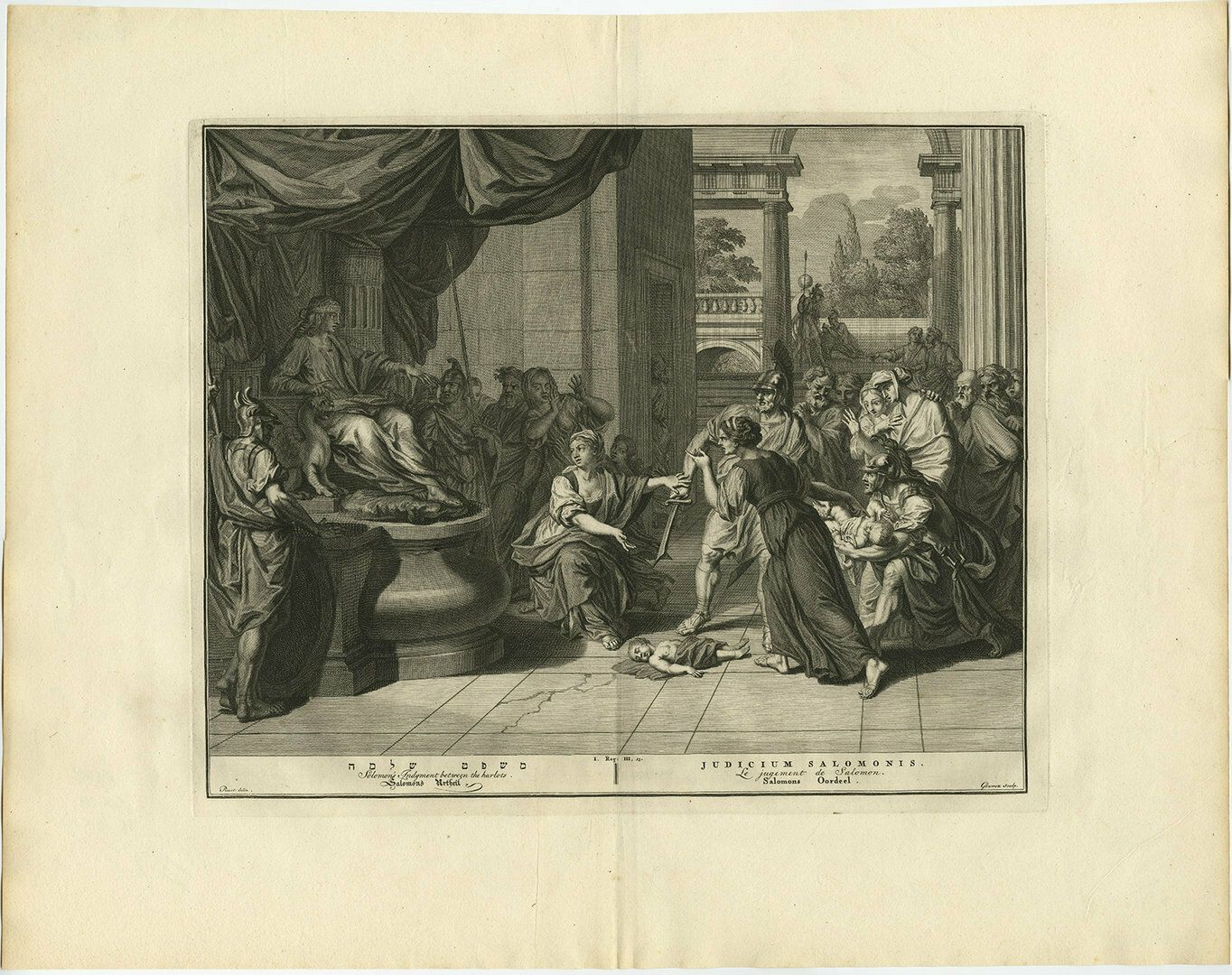 Original Antique Print Of Solomon's Judgement